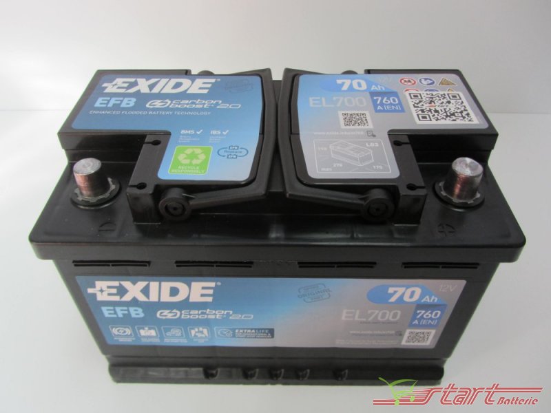 BATTERIE EXIDE EFB L3 12V 70AH 720A 278X175X190 +D EL700